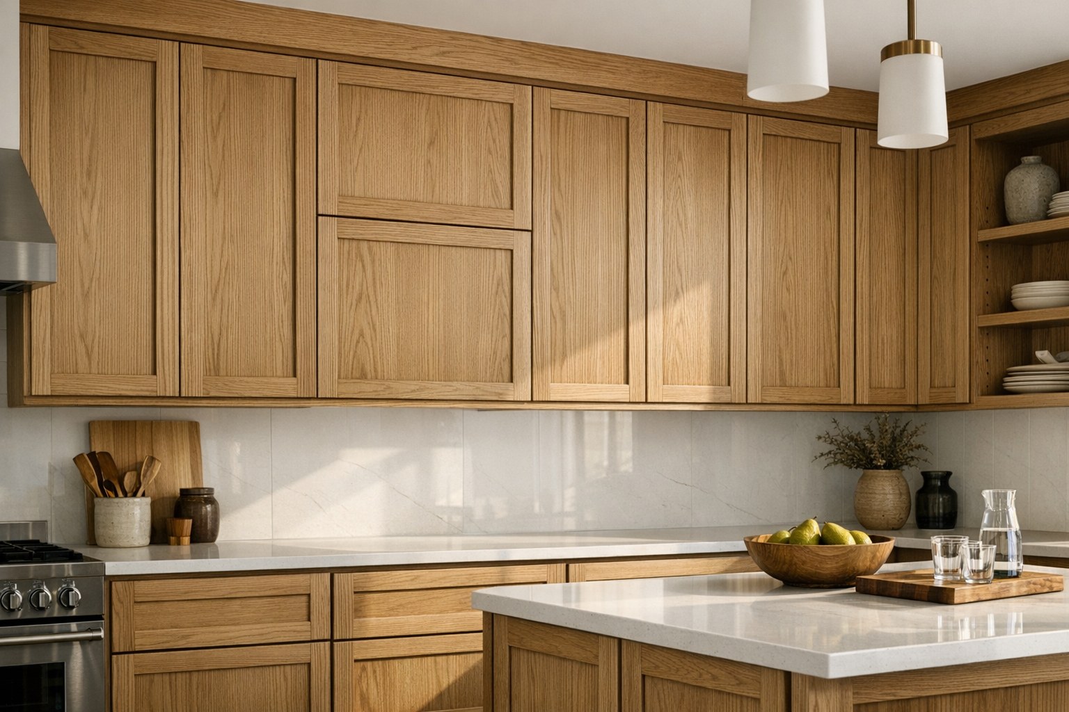 Solid Azek flat panel drawer fronts, custom handcrafted by Estate Millwork