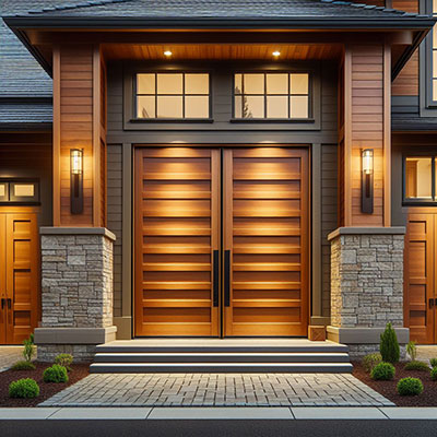 Custom Wood Doors on a Contemporary Home