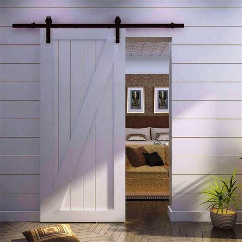 White Wooden Sliding Barn Door